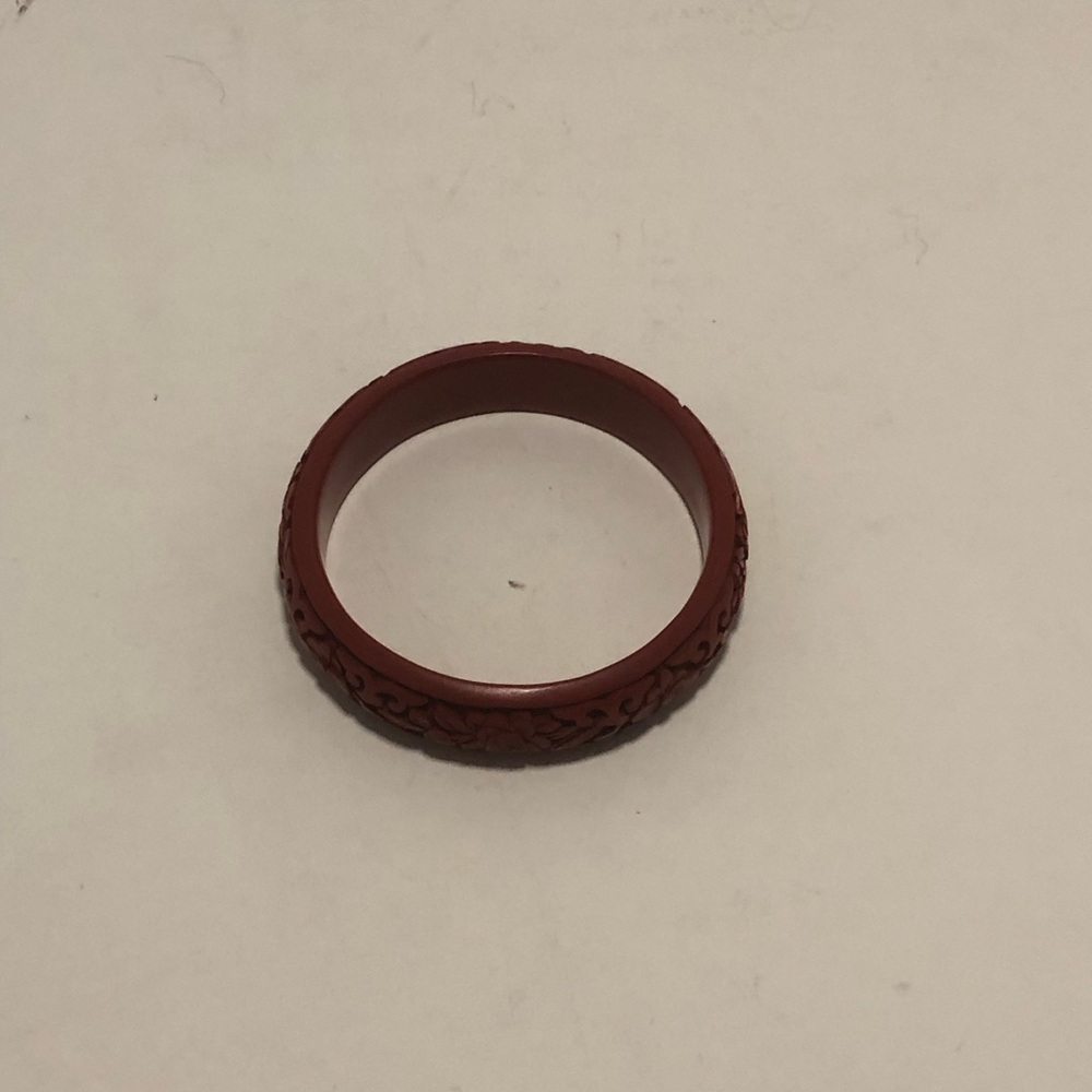 Red Chinese Carved Cinnabar Bracelet